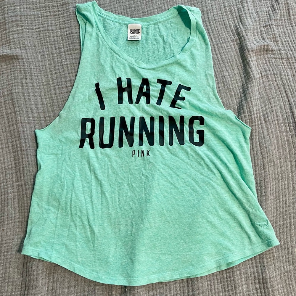 PINK Victoria's Secret Mint Green Graphic Tank Top